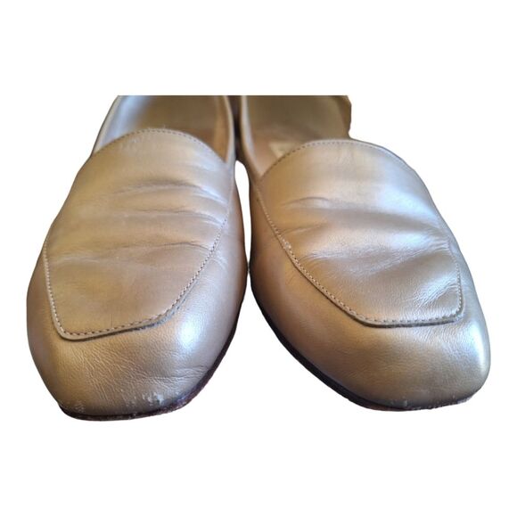 Enzo Angioloni Leather Flats Loafers 8M Pearlized Beige Champagne Neutral - Picture 14 of 14